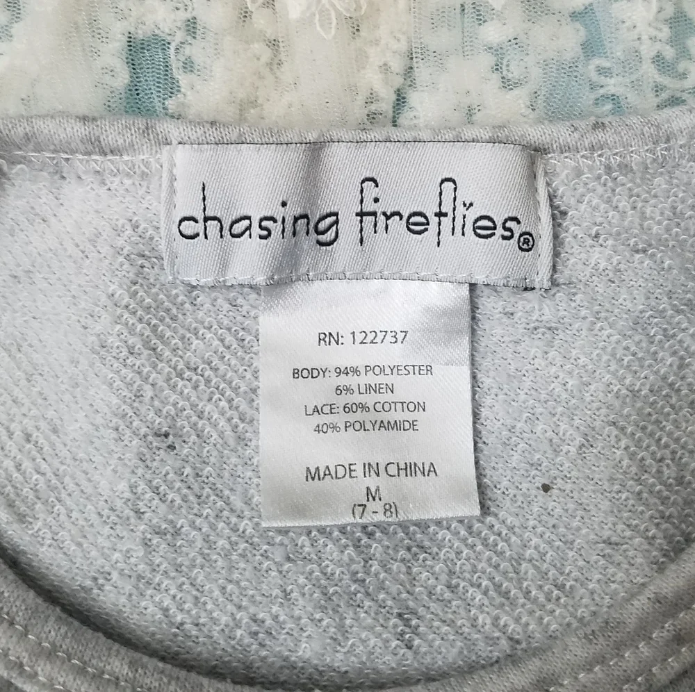 Chasing Fireflies Lace Hi Lo Shirt M 7/8